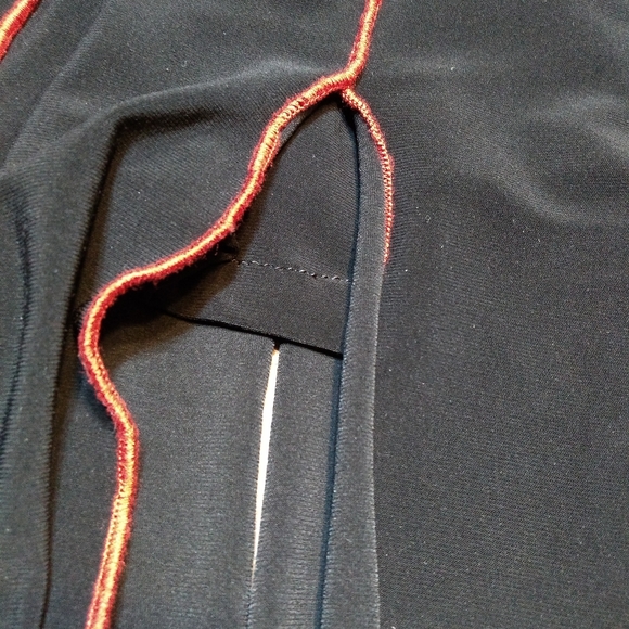 Joseph Ribkoff Black & Red Dress, Size 10, Ribbon Skirt, Spaghetti Straps - Picture 5 of 7